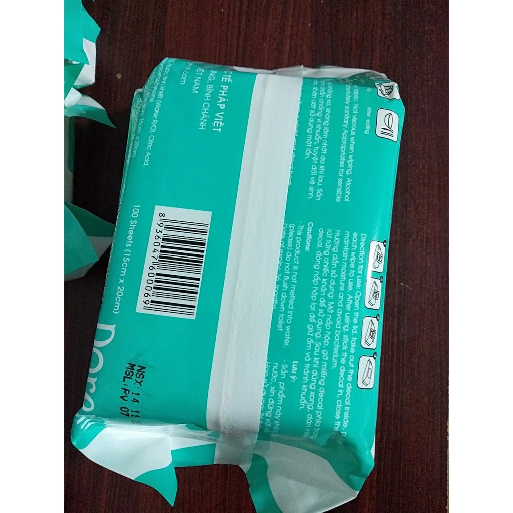 Khăn ướt Doremi giấy Agi dùng cho baby loại hộp 100 tờ siêu to giá rẻ không mùi