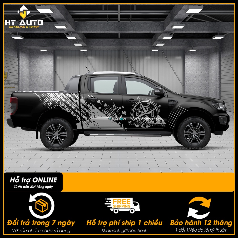 Decal Tem xe Ford Ranger HT004 - Tem Xe Bán Tải Đẹp 2022