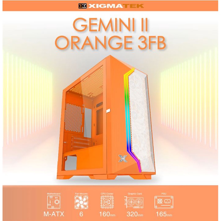 Vỏ Case XIGMATEK GEMINI II 3FB  - PREMIUM GAMING M-ATX, KÈM 03 FAN XIGMATEK X22B - 4 màu tùy chọn - New