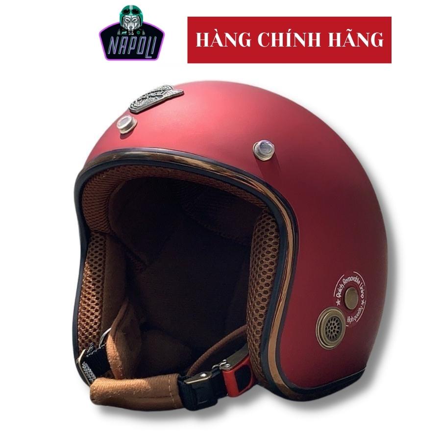 Mũ bảo hiểm 3/4 NAPOLI phượt đủ màu bảo hành 12 tháng hàng chính hãng vòng đầu 55-58cm