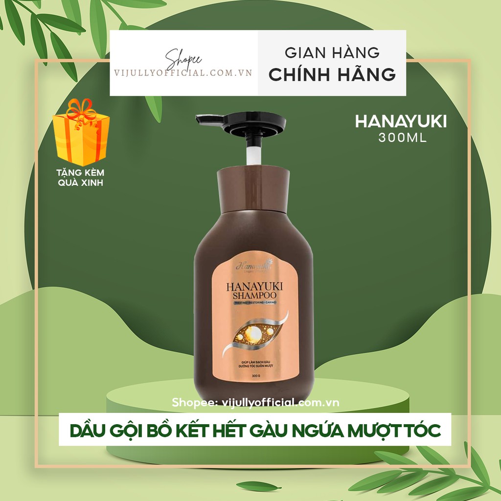 Dầu gội thảo dược bồ kết Hanayuki Shampoo sạch gàu dưỡng tóc suôn mượt 300g