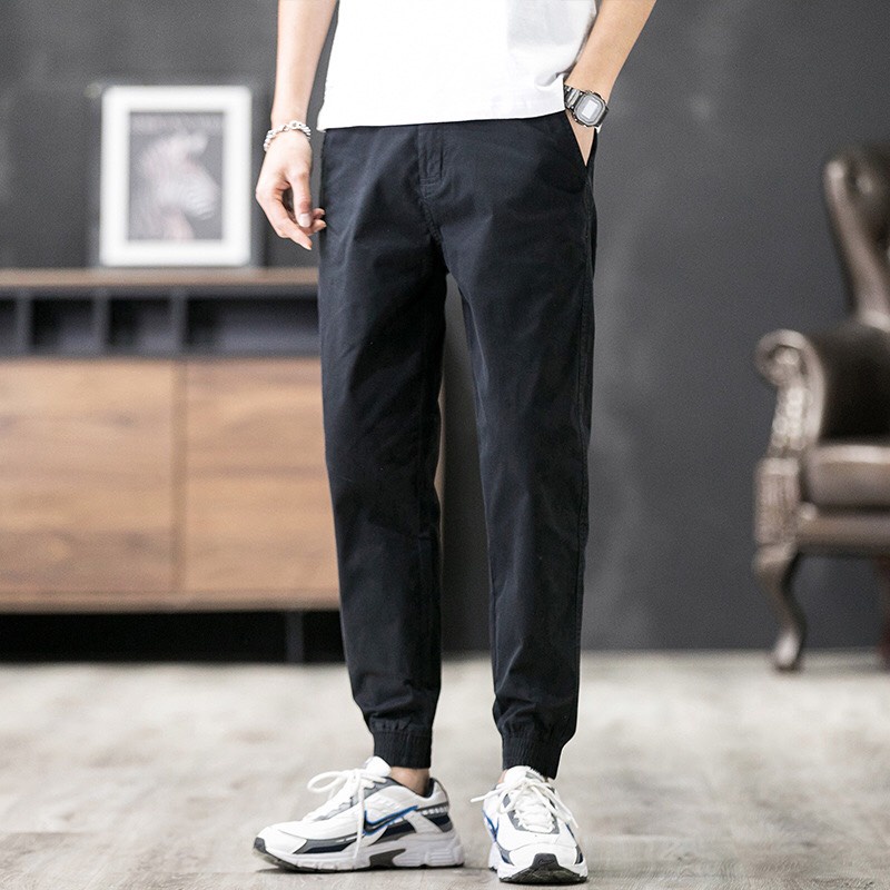 Quần jogger kaki nam nữ trơn dáng ôm khóa zip ⚡️ MẪU ĐẸP ⚡️ quần dài bo chun ống vải co giãn nhẹ phong cách năng động