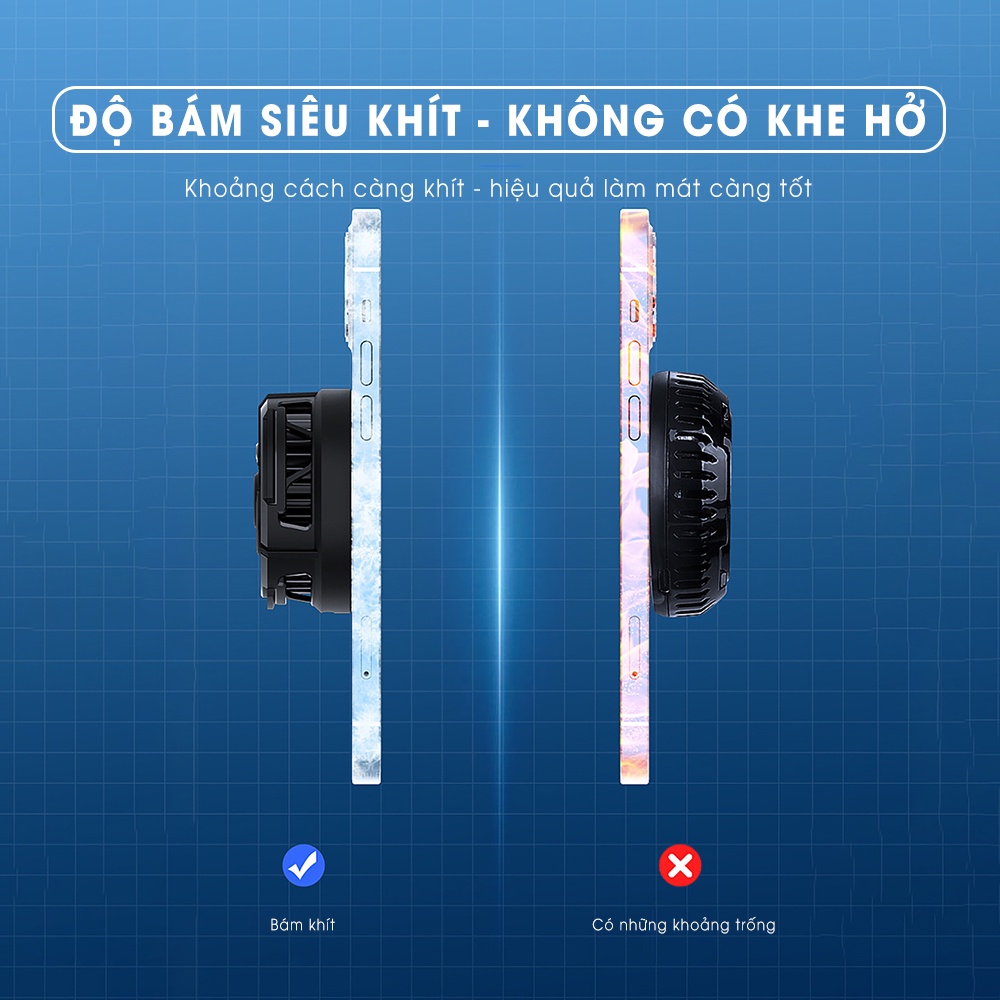 Quạt tản nhiệt điện thoại sò lạnh SIDOTECH MEMO CX02 gaming nam châm từ tính hỗ trợ sạc không dây magsafe LED RGB gaming