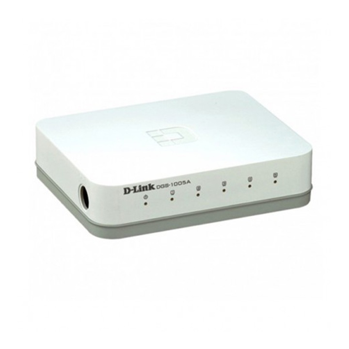 Swicth D-Link DGS1005A - 5 ports (5 cổng 10/100/1000 Mbps )vỏ nhựa màu trắng- Hàng Chính Hãng