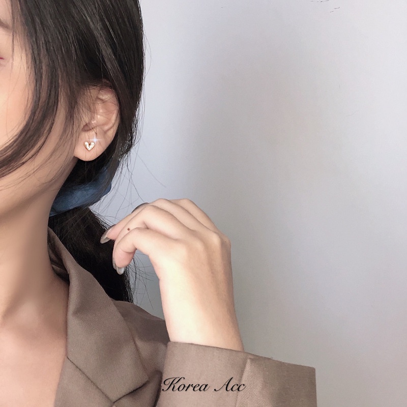 Đôi Bông Tai Mạ Vàng 14K Hình Trái Tim Dễ Thương
