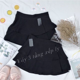 Chân váy 3 tầng xếp ly vải tuyết mưa - B3U