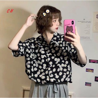 Sơ mi hoa cúc cổ vec mát mẻ