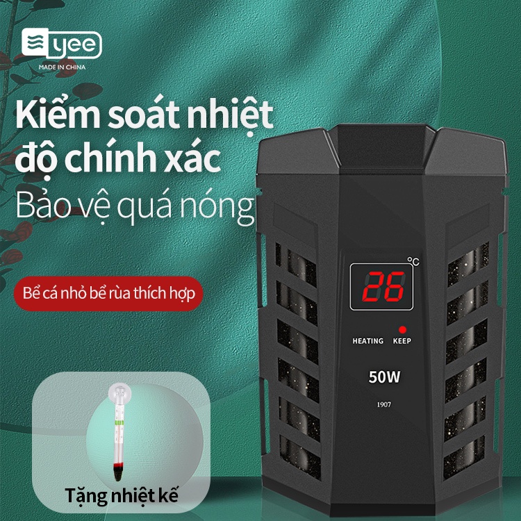 Cần Sưởi Ấm Tự Động mini Chống Cháy Nổ Màn Hình Hiển Thị Số Nước Thấp Cho Bể Cá
