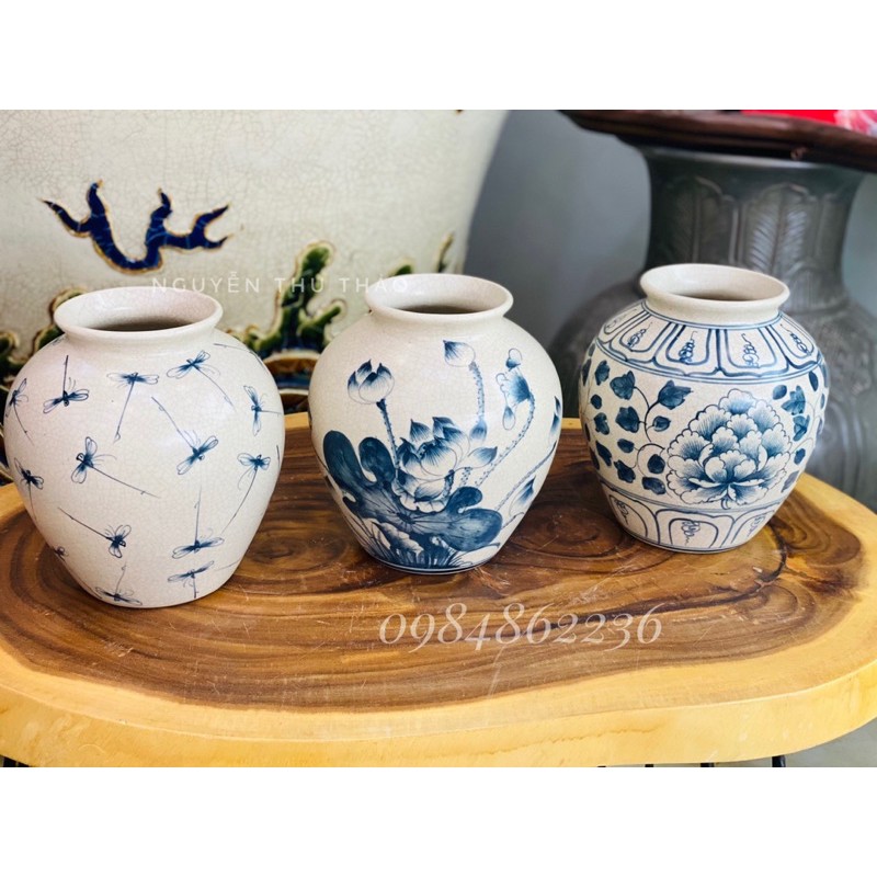 Lọ hoa dáng vò men rạn Bát Tràng - Lọ cắm hoa Decor nhà cửa