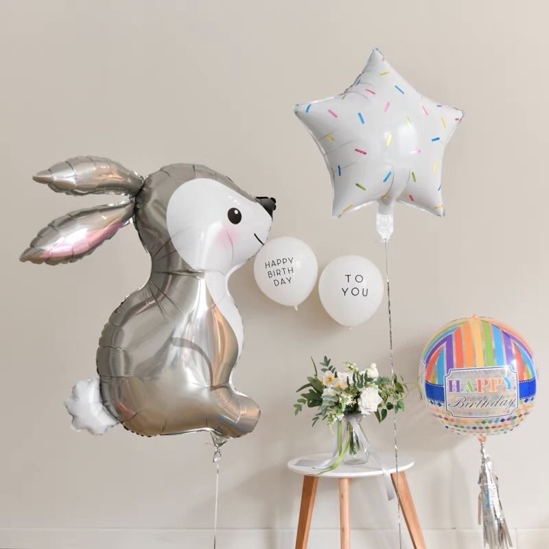 Bóng con thỏ ngọc xám 4D phong cách hàn quốc