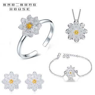 Bộ trang sức hoa sen bạc 925 thủ công