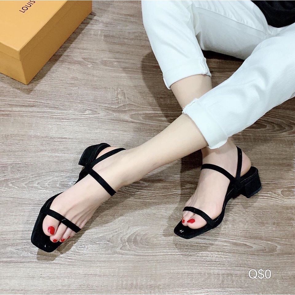 Sandal Quai Ngang Da Lộn 2 Phân Siêu Xinh (Hàng VN_H36)