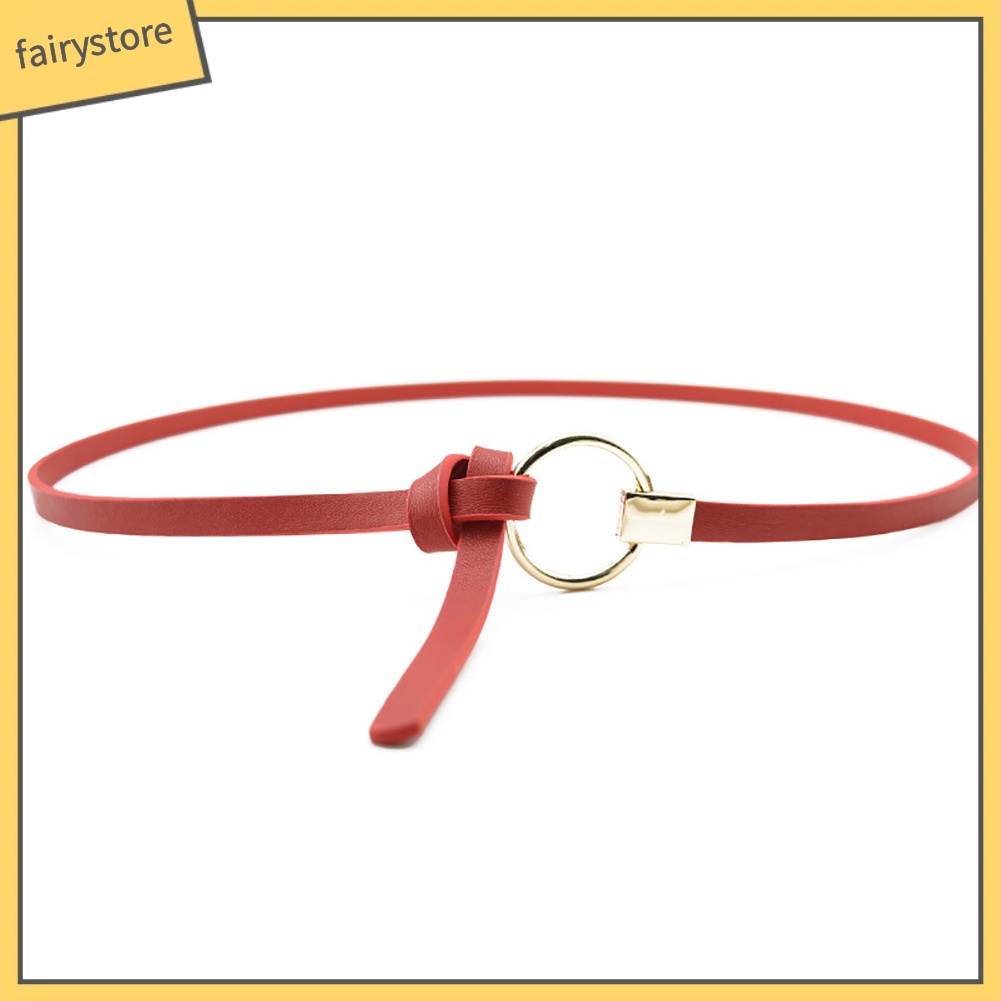 Thắt lưng da PU khóa tròn bằng kim loại cho nữ