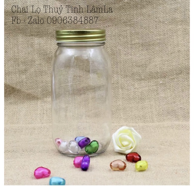 Hũ Thuỷ Tinh Mason Hoa Rơi Nắp Nhôm 750ml | BigBuy360 - bigbuy360.vn