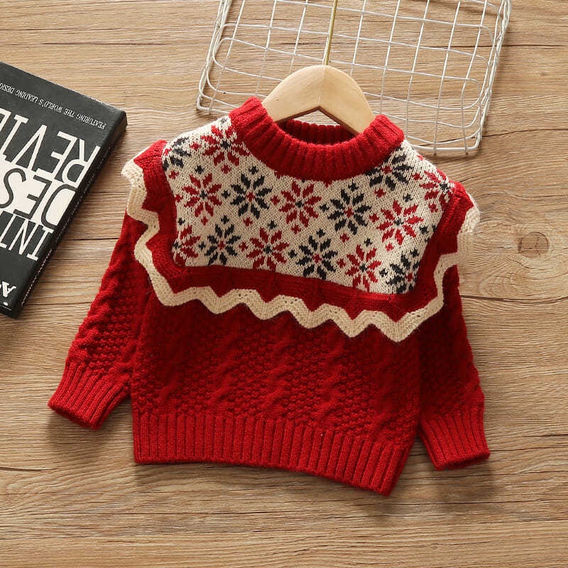 Áo sweater Giáng Sinh thời trang mùa đông ấm áp cho bé gái 2021