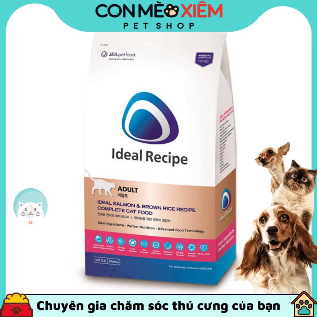 Hạt cho mèo lớn Ideal Recipe 200g, thức ăn hạt khô mèo trưởng thành tăng cân Con Mèo Xiêm