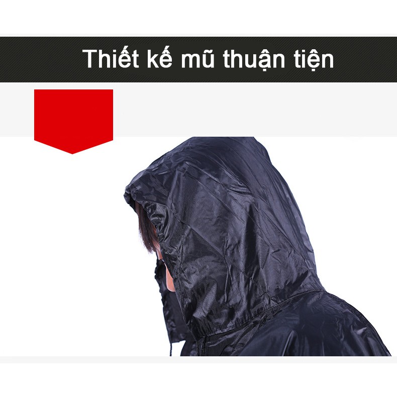 Áo mưa bộ Vải Dù siêu nhẹ RAVEN kèm túi đựng - Áo mưa người lớn đủ size giá rẻ bộ kín người 2021