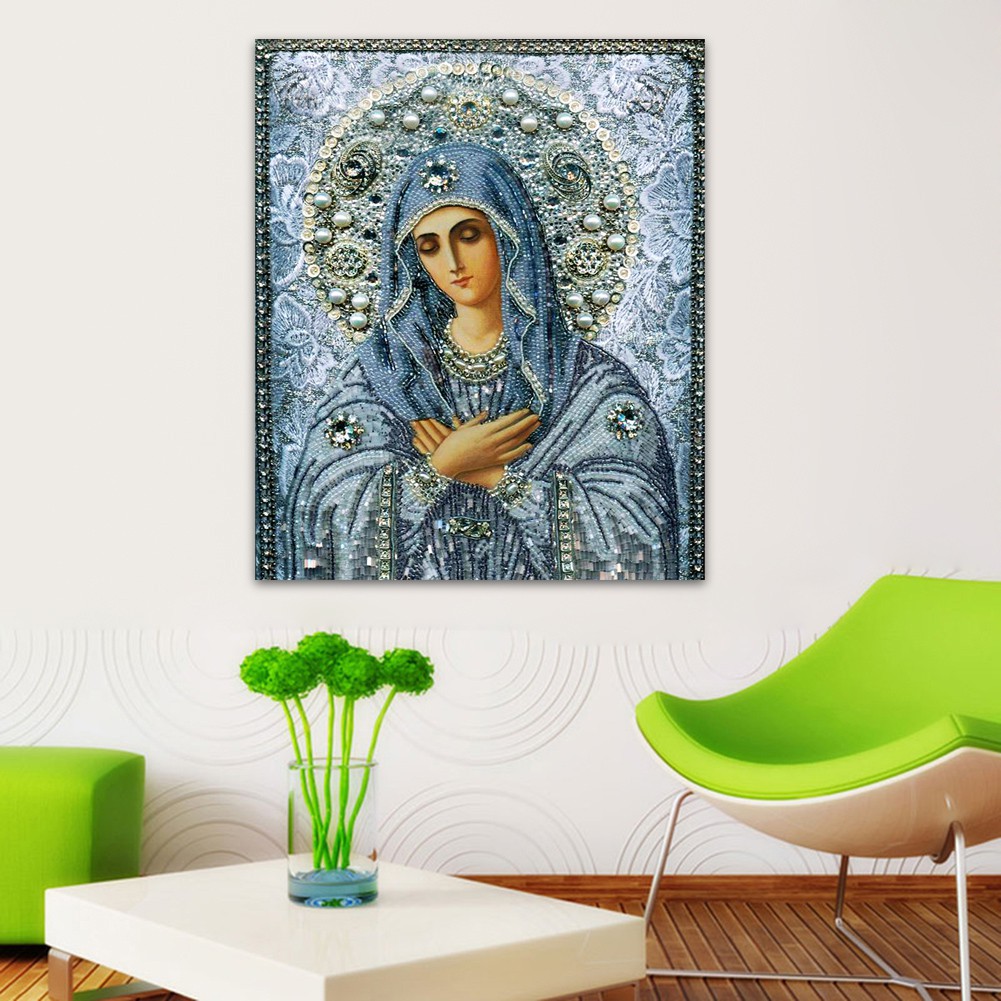 Bộ Tranh Đính Đá 5d Tự Làm Hình Đức Mẹ Maria