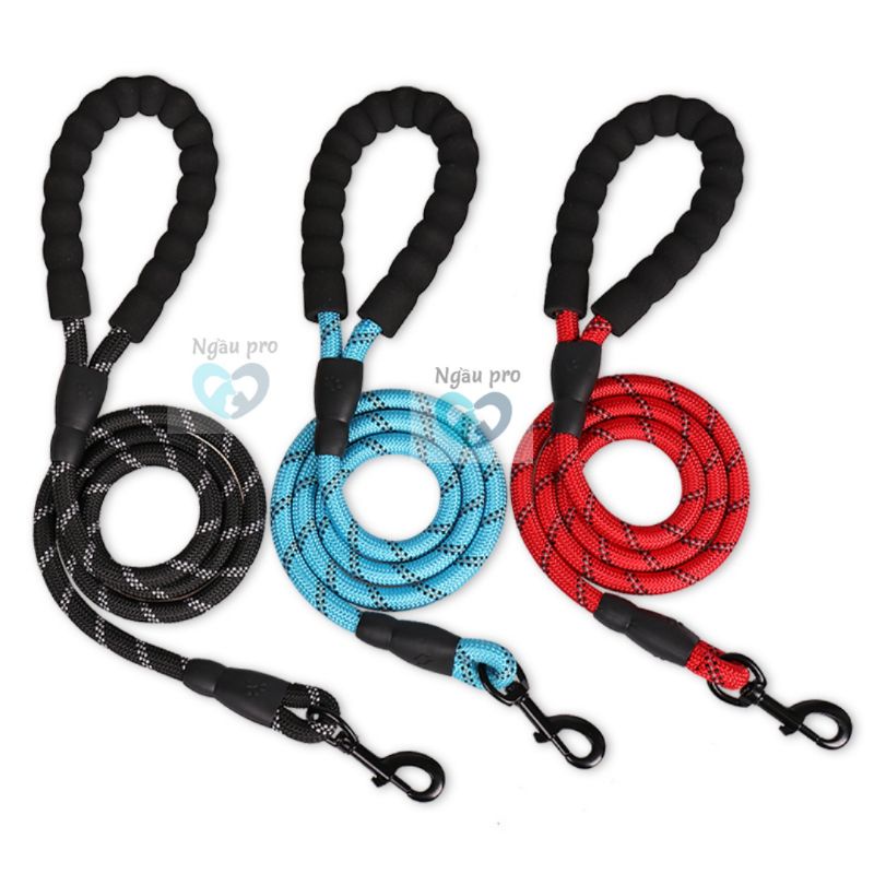 Dây dắt chó phản quang cỡ dài 150cm , Dây xích cho chó thú cưng đi dạo hình tròn kiểu tết thừng ngaupet