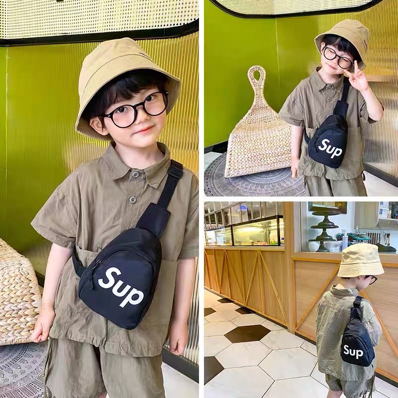 Túi bao tử thời trang chữ SUP nhiều màu túi đeo vai trẻ em cho bé trai bé gái