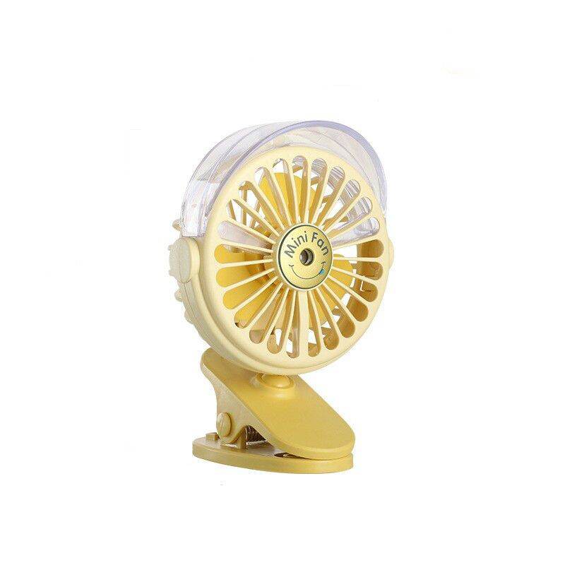 Quạt tích điện mini cầm tay gấp gọn phun sương kẹp bàn 3 tốc độ gió, sạc USB, xoay 180 độ tiện lợi