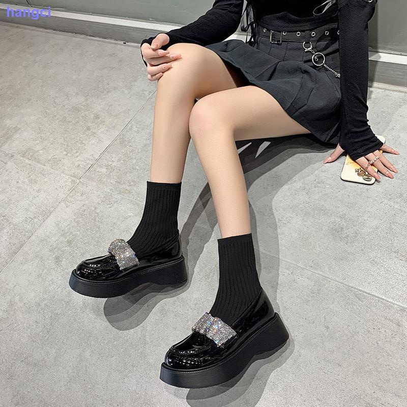 Giày bốt vớ dệt kim mỏng đế dày co giãn thời trang xuân thu hàng mới dành cho bạn nữ 2021