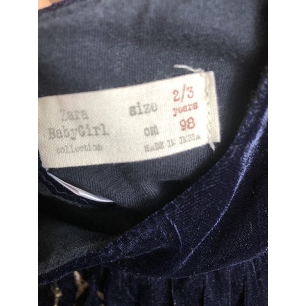 Váy nhung Zara bé 2/3y