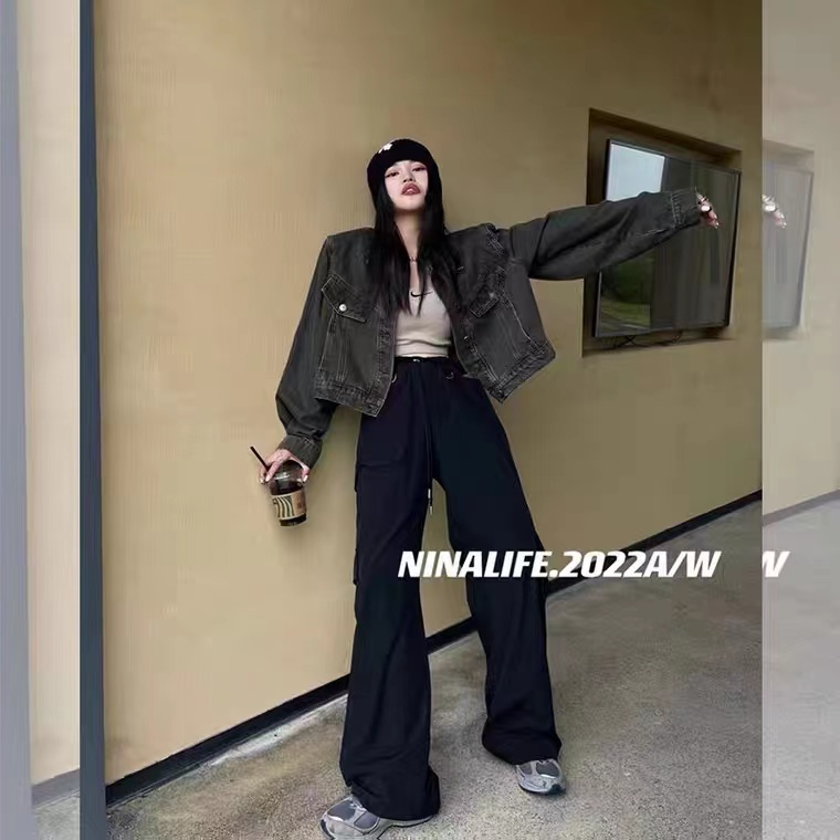 Áo Khoác Denim Dáng Rộng Thiết Kế Mới Thời Trang Mùa Thu Theo Phong Cách Hàn Quốc