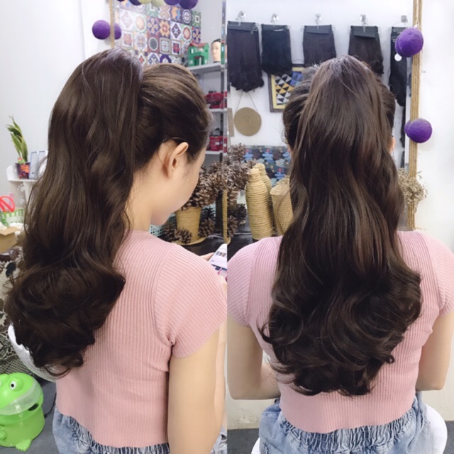 Ngoạm tóc giả xoăn dài n255( ảnh thật)