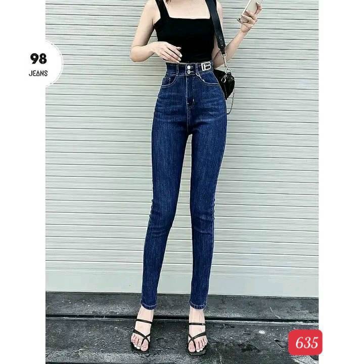 Quần jean nữ lưng cao siêu hách dáng chất jean cotton cao cấp co giãn tốt ms635