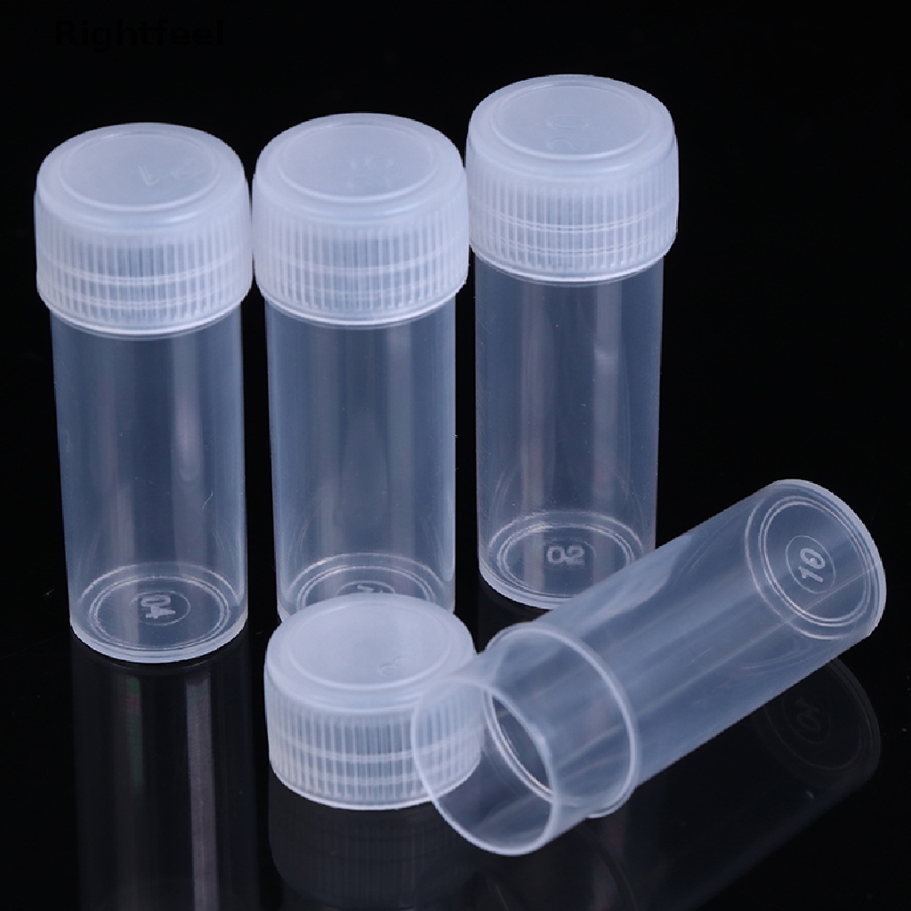 Set 10 Ống Nghiệm Mẫu Thử Bằng Nhựa 5ml Kèm Nắp Đậy Dành Cho Hóa Học