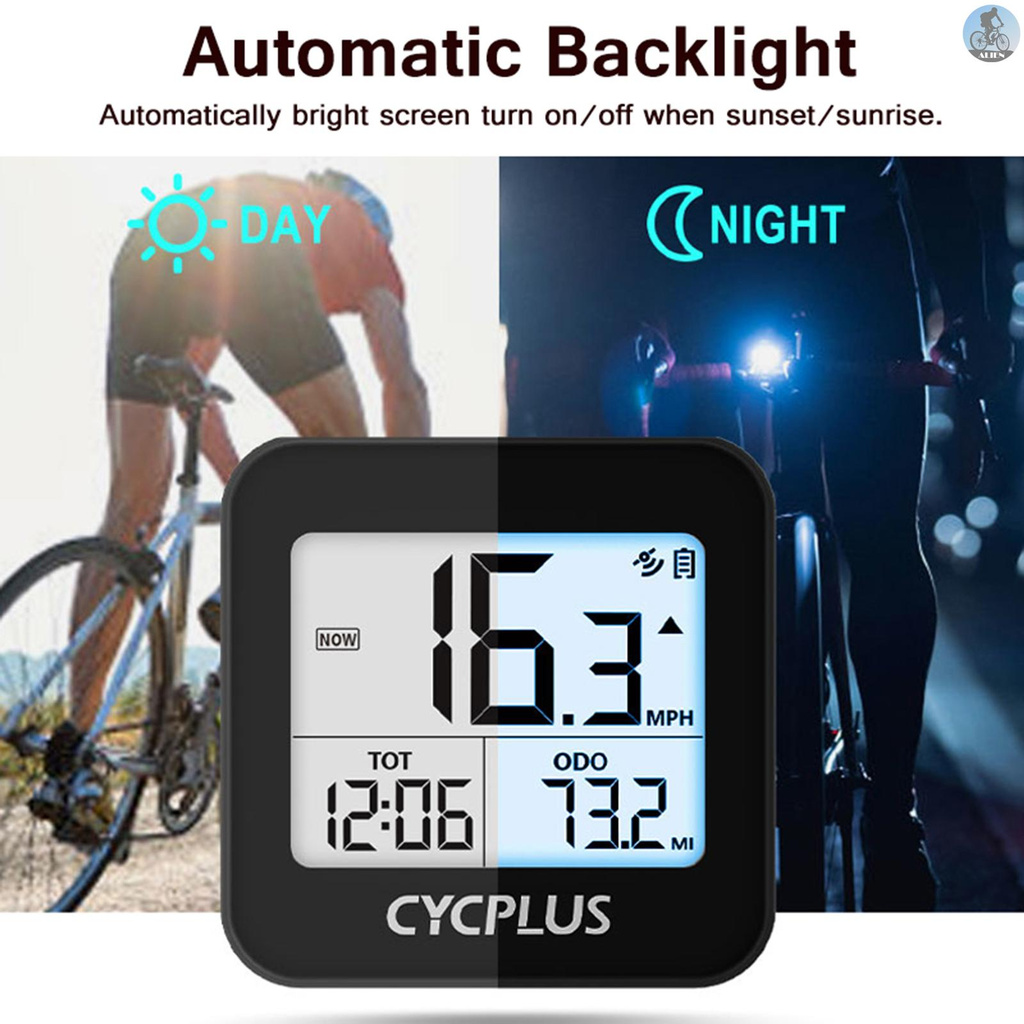 Wireless GPS Bike Computer IPX6 Bicycle Compute with Auto Backlight Cycling Speedometer