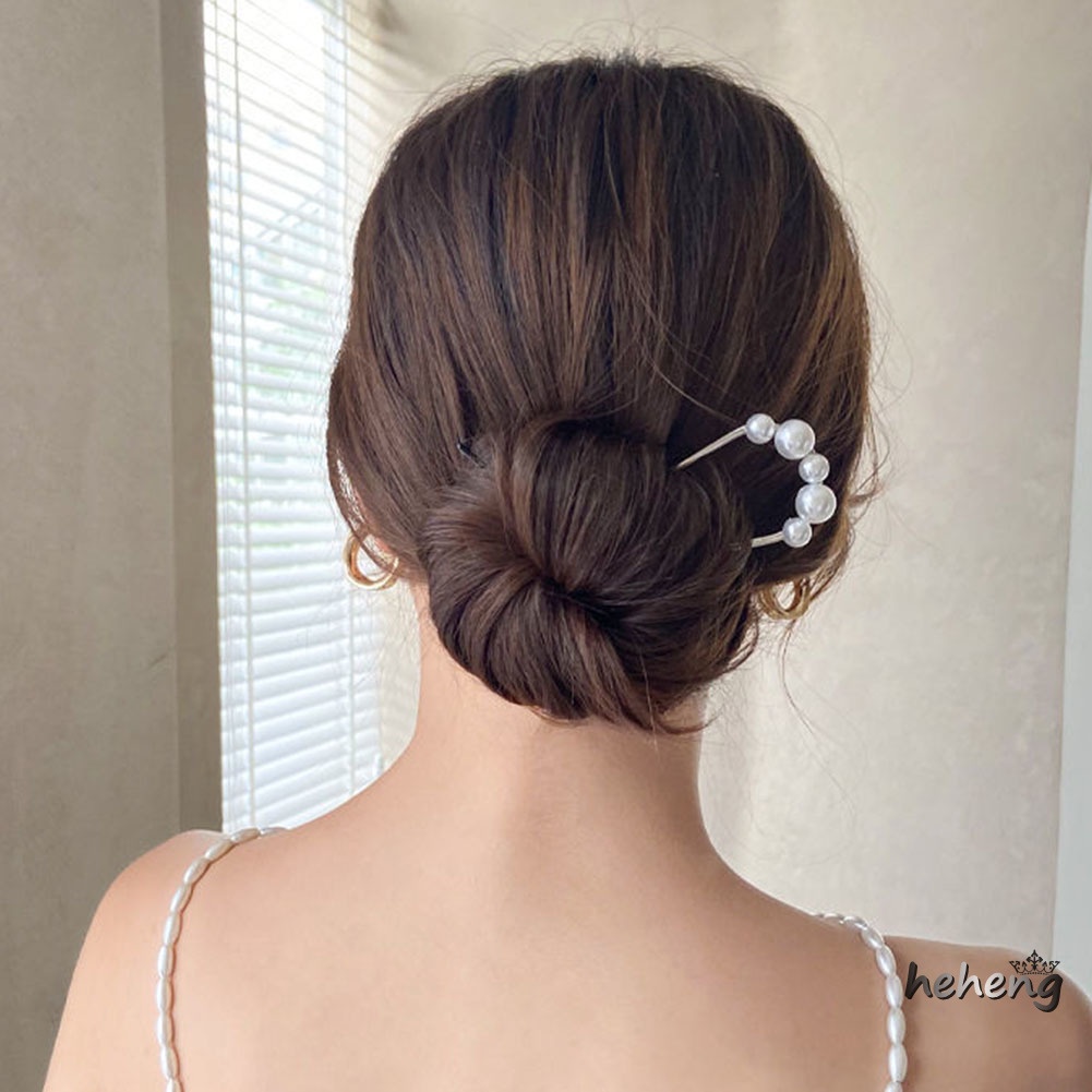 Trâm Cài Tóc Dạng Chữ U Đính Ngọc Trai Đơn Giản Cho Nữ