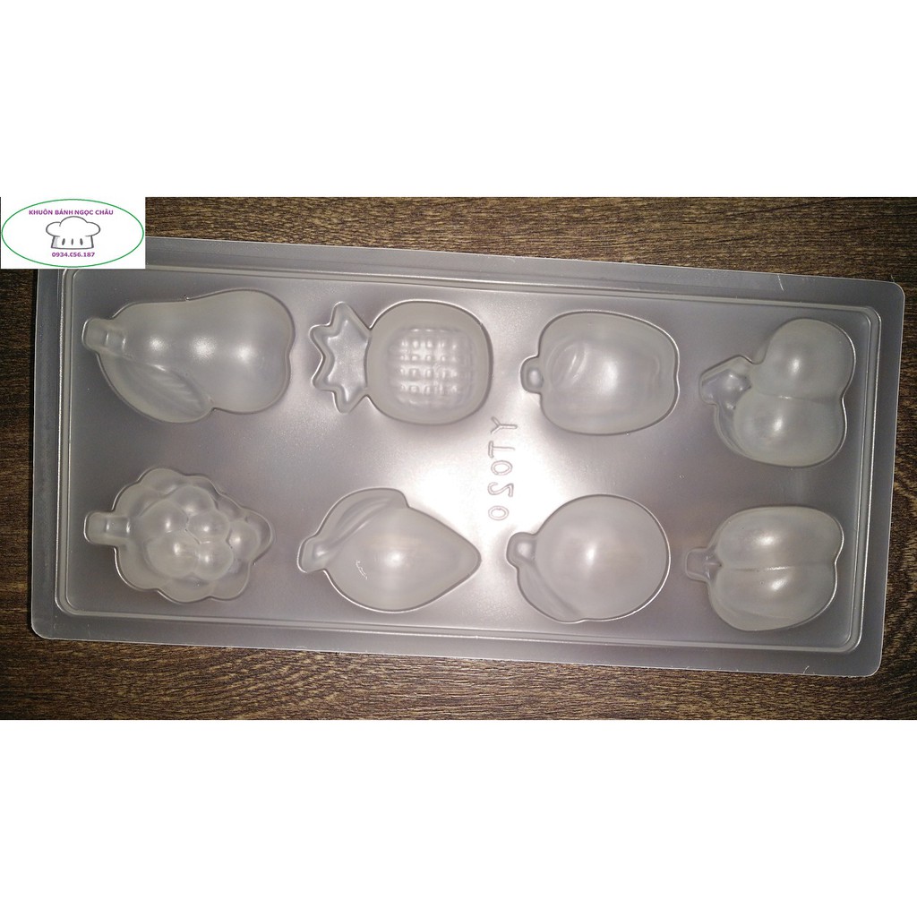 Khuôn làm thạch rau câu hình 8 loại trái cây .