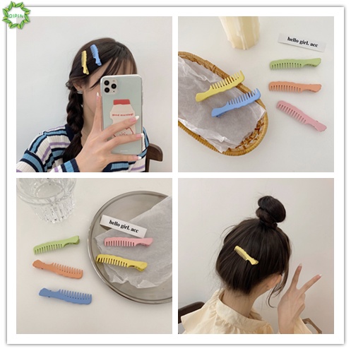 Kẹp tóc mái thiết kế hình cây lược độc đáo màu kẹo dễ thương cho nữ