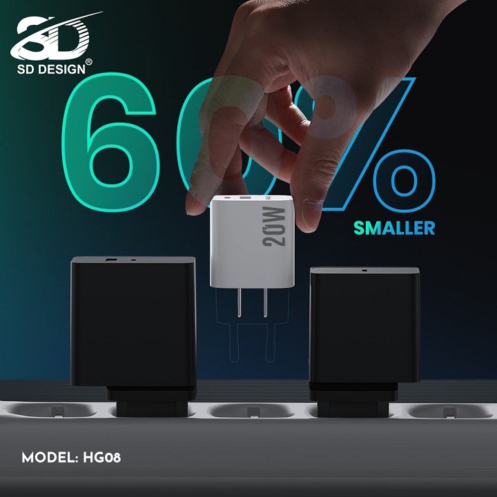 Củ Sạc Nhanh 20w HG08 Chính Hãng SD Design hỗ trợ sạc nhanh cho các loại điện thoại iphone, samsung, oppo, xiaomi...