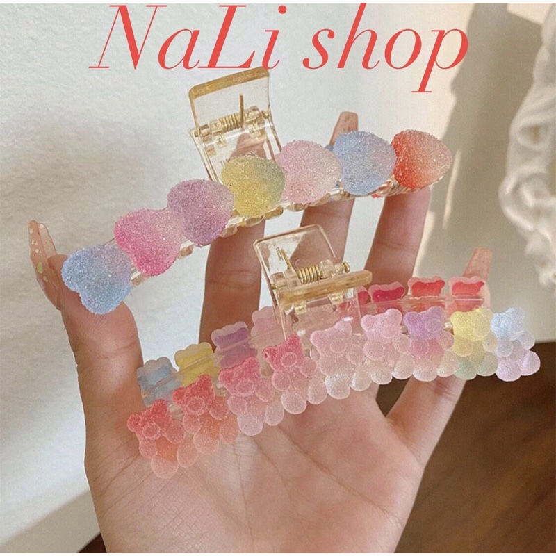 KẸP TÓC CÀNG CUA HÀN QUỐC KẸO DẺO PASTEL GUMMY BEAR / TRÁI TIM
