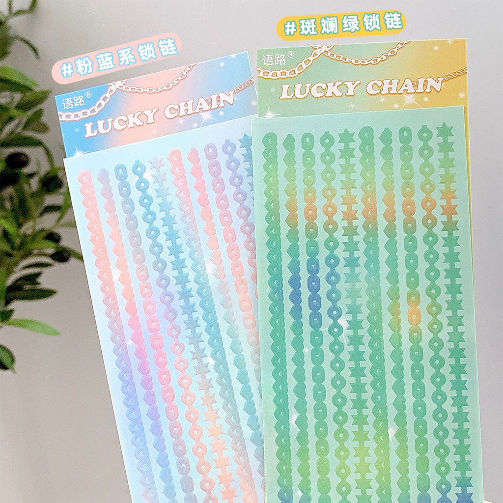Miếng Dán Trang Trí Chuỗi Hạt Hình Ngôi Sao May Mắn Màu laser Kiểu Hàn Quốc diy