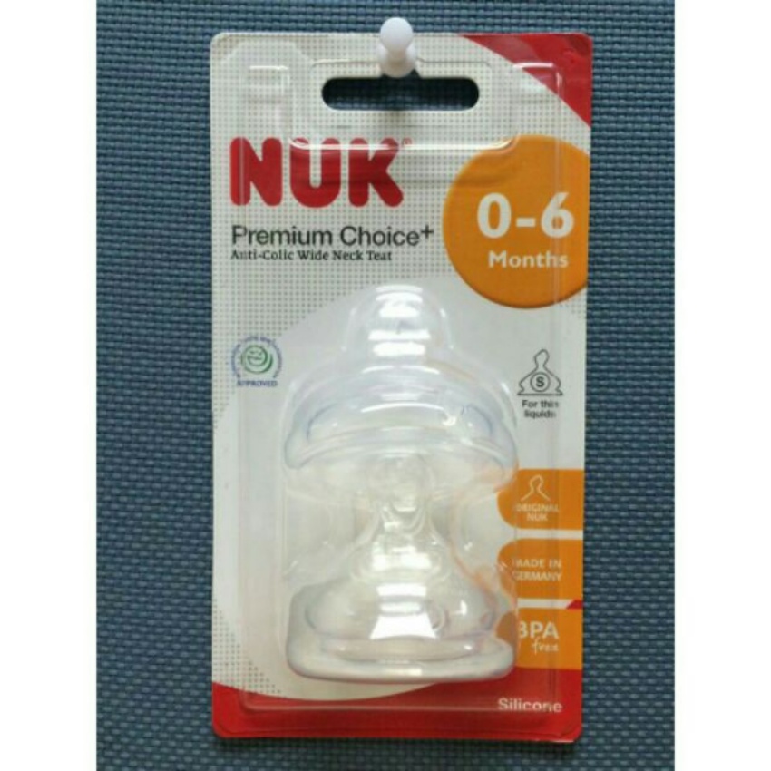 Bộ 2 núm ti cho bình sữa NUK Premium Choice+ núm ti NUK Silicone cổ rộng sản xuất tại Đức đủ size
