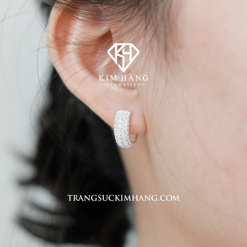 Khuyên Tai BẠC Thiết Kế Full Đá Tấm