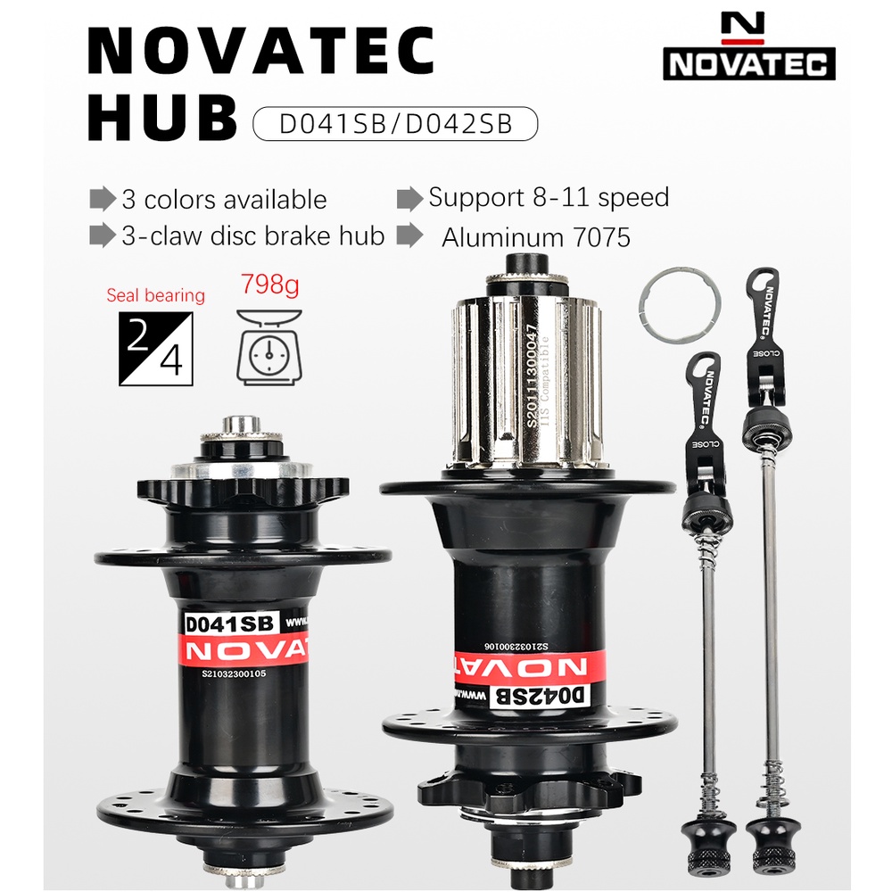 Vòng Bi Bánh Xe Trước/Sau 28 32 36 Lỗ 8/9/10/11/12 Tốc Độ Cho Xe Đạp Novatec D041SB