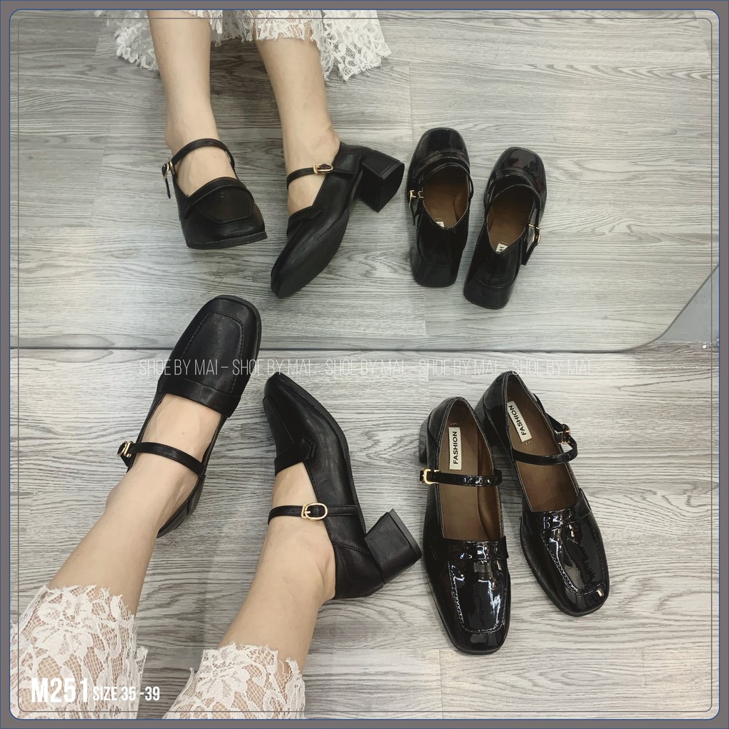 Giày quai hậu nữ, giày gót vuông M251 SHOEBYMAI