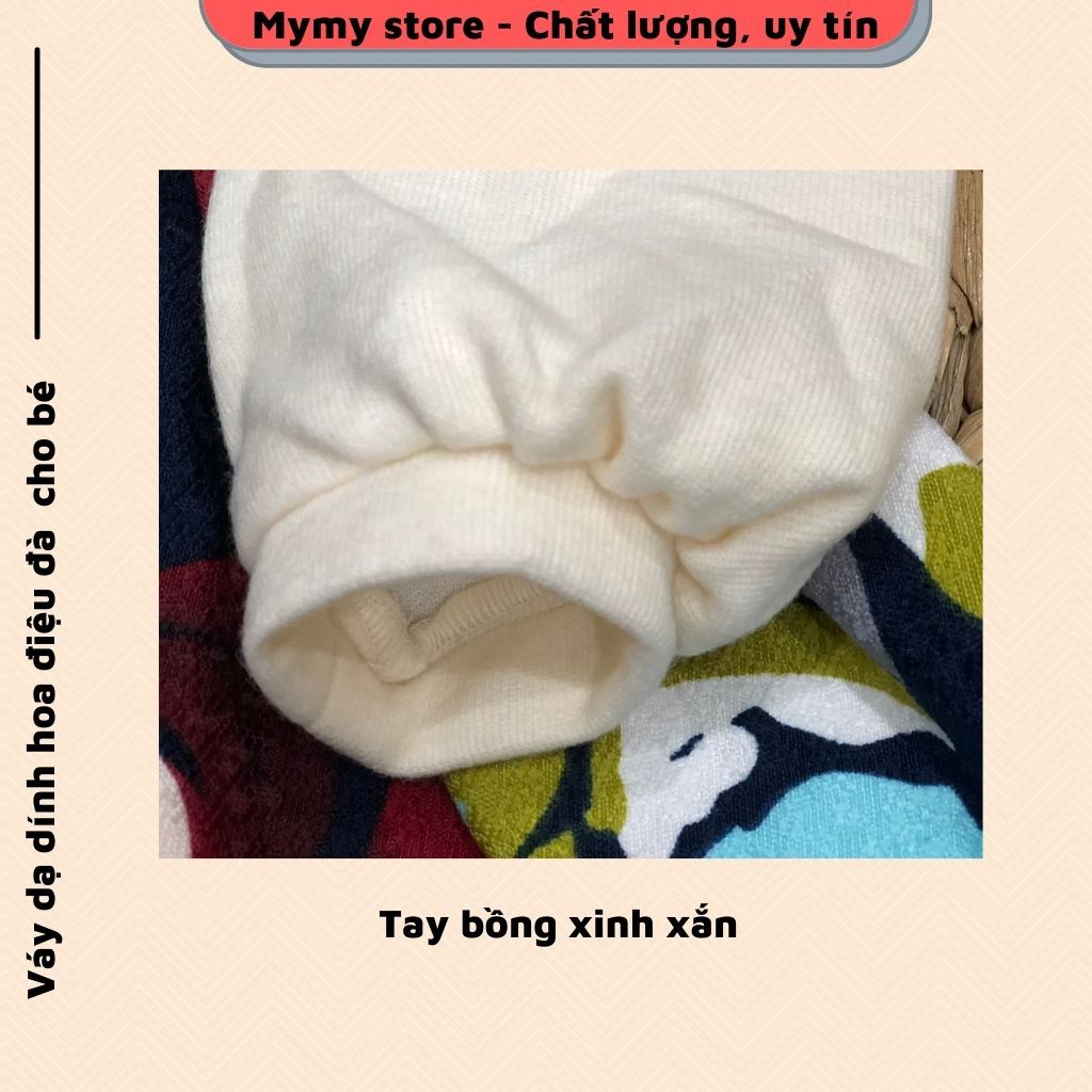 Váy thu đông bé gái, váy đầm dạ xòe cổ đính hoa tay bồng điệu đà cho bé