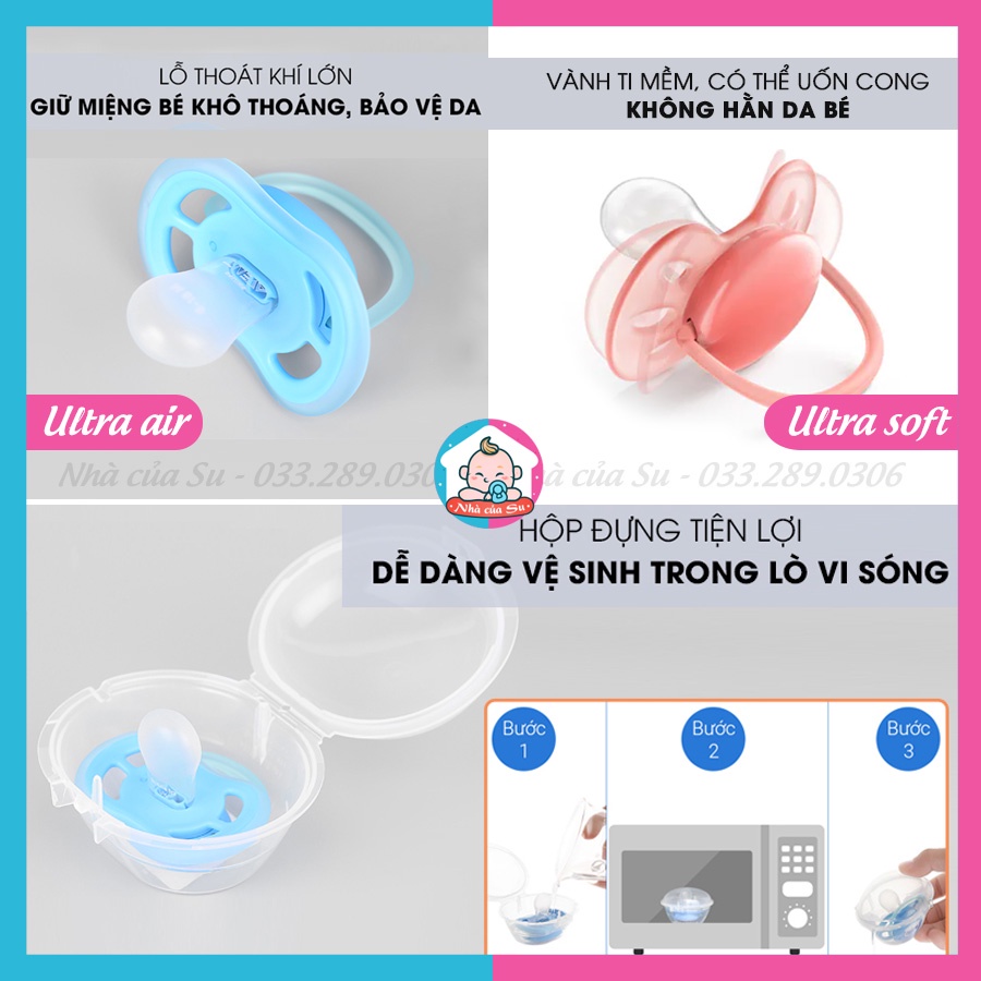 Ti giả Avent ultra Air/Soft ⭐FREESHIP⭐ Ti ngậm đầu dẹt chỉnh nha mềm thông khí NHÀ CỦA SU