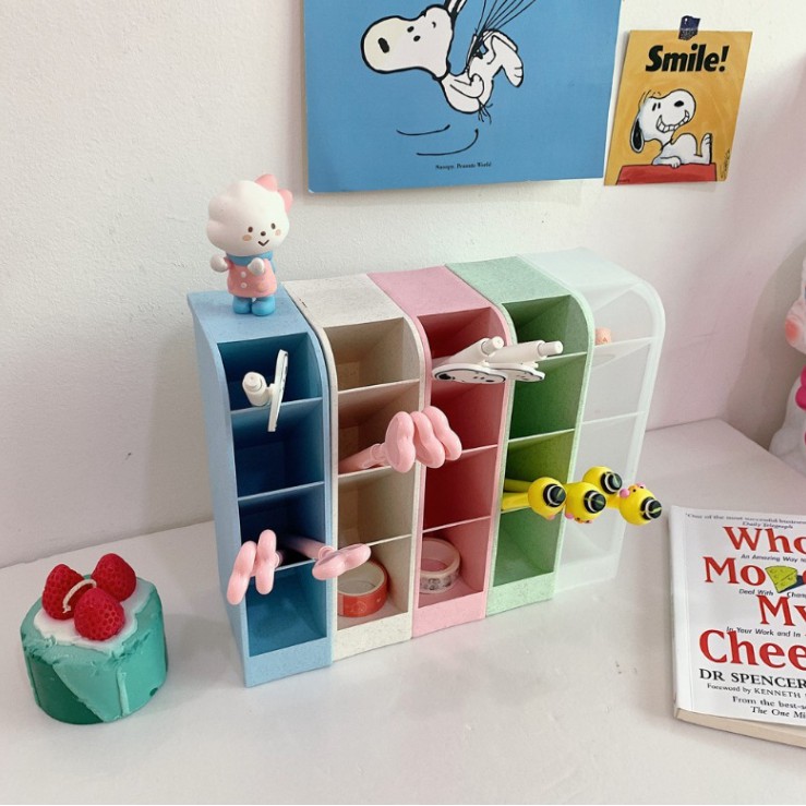 Hộp đựng bút bằng nhựa nhiều màu decor bàn học siêu đẹp