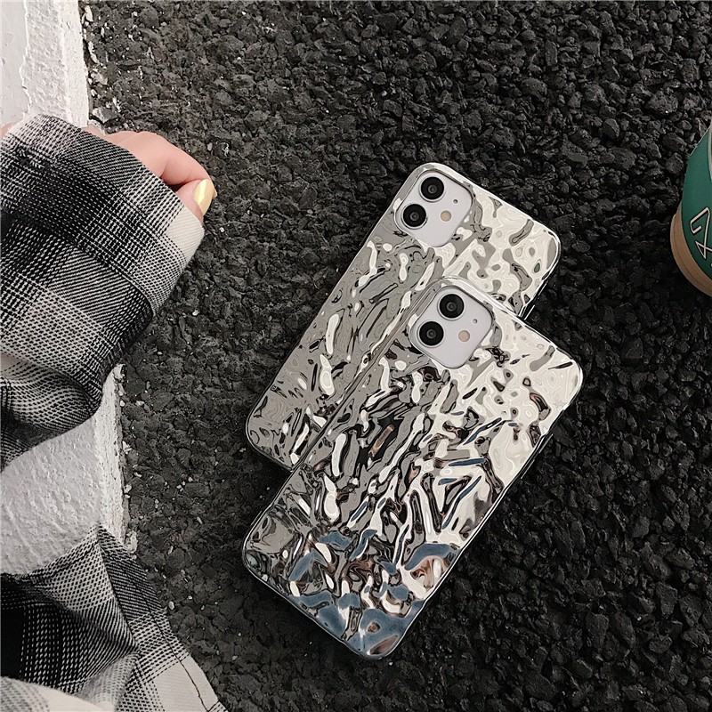 Ốp Điện Thoại Silicon Mềm Phối Kim Loại Bạc Cho Iphone 12 11pro Max 7plus Xr Xs | BigBuy360 - bigbuy360.vn