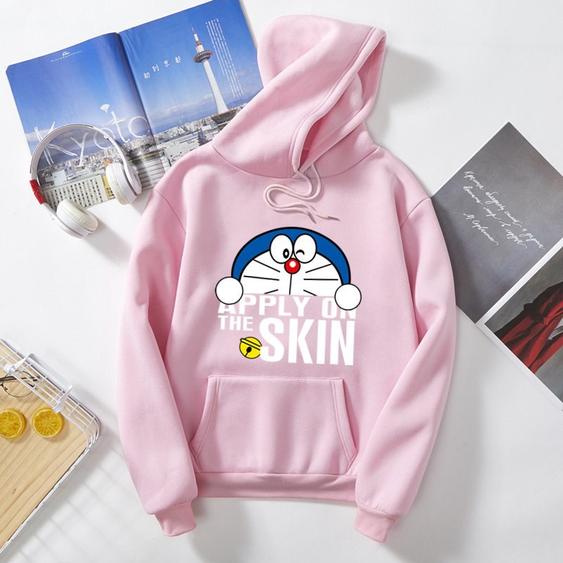 Áo khoác hoodie mùa đông Hàn Quốc in hình Doraemon