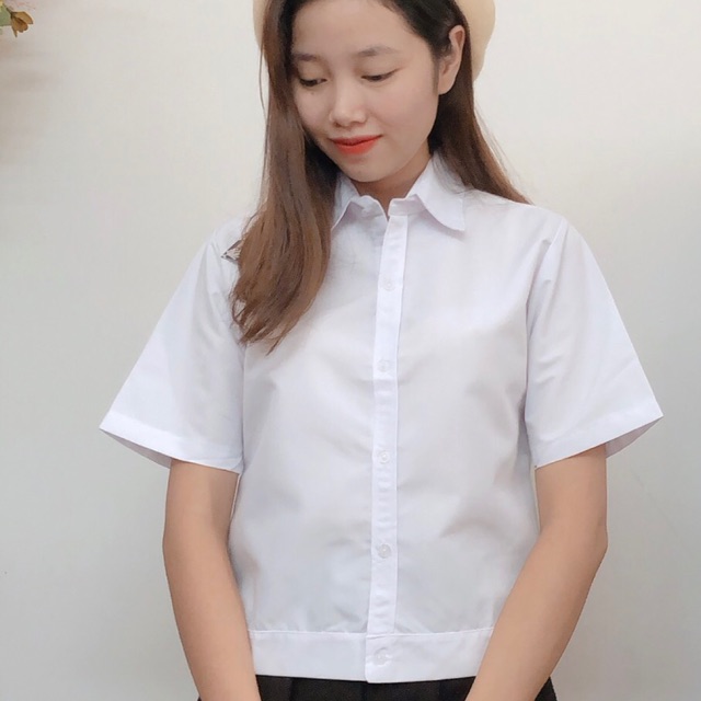 Áo sơ mi trắng ngắn tay thời trang nữ | BigBuy360 - bigbuy360.vn