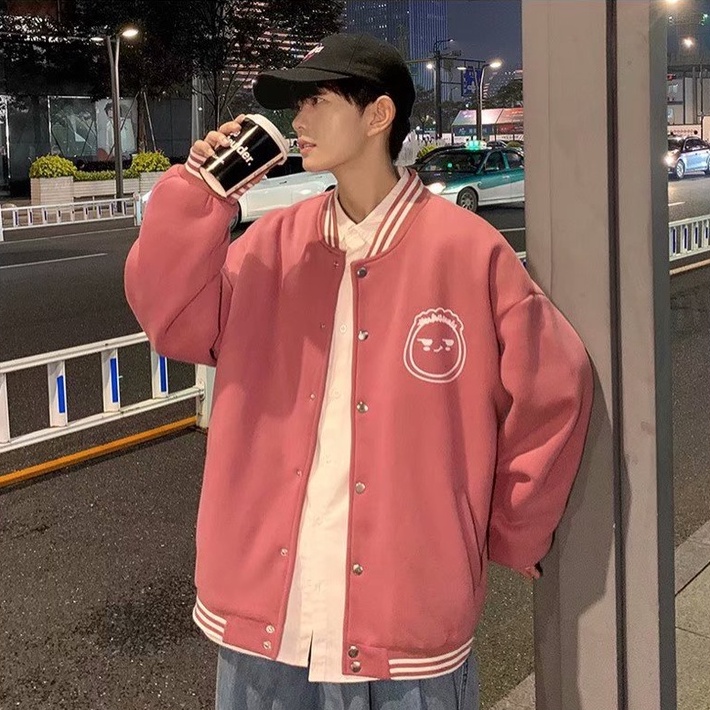 Áo khoác bóng chày nam thời trang Hàn Quốc cho nữ new ifashion top đơn sắc in hoaThêu thùa áo dài tay coat