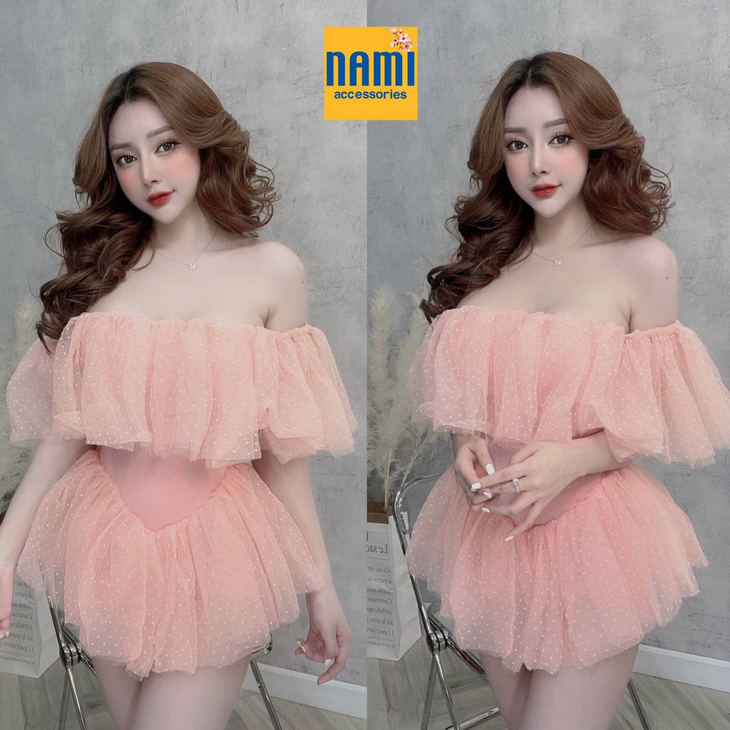 Jump Lưới Bi Công Chúa Trễ Vai Xoè Hai Tầng Đáng Yêu Gợi Cảm - QANU525